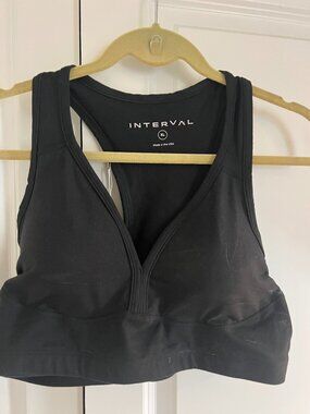 Interval Longline Plunge Sports Bra Black XL NWT